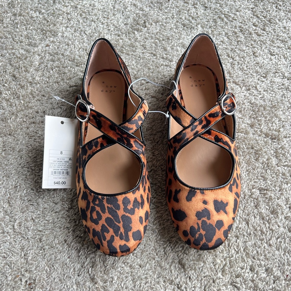 a new day Leopard Print Mary Jane Flats in Orange and Black